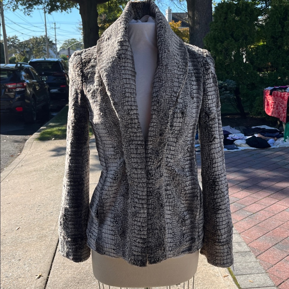 Alice + Olivia grey faux fur collared Jacket